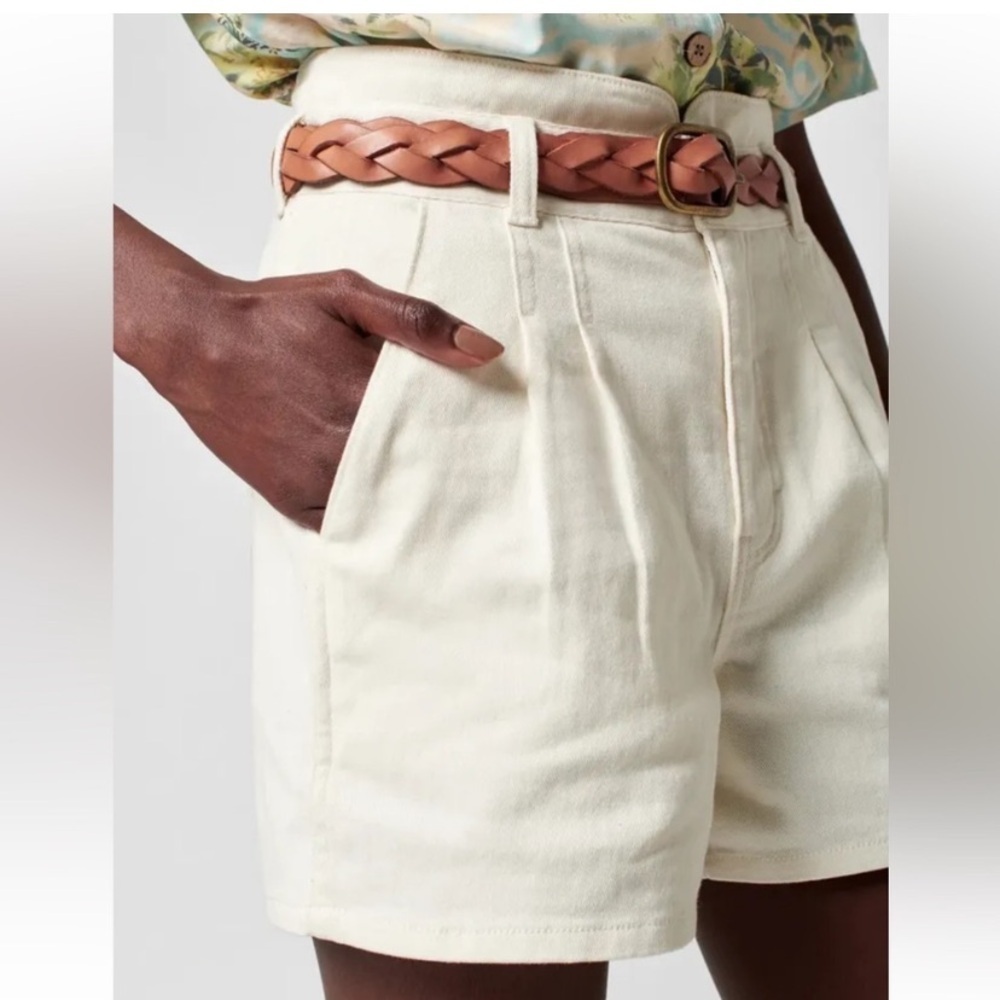 Faherty Rikki high rise 100% organic cotton denim short cream Sz 26